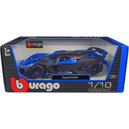 Model Car - Bugatti Bolide with Rubber Tires Blue and Carbon Gray - Bburago - Modalova