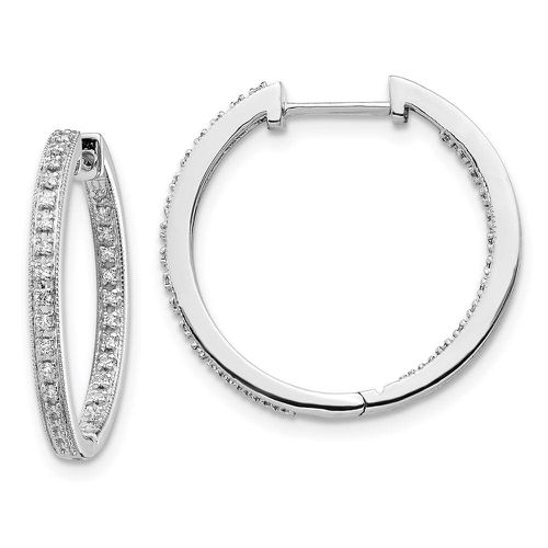 K White Gold Polished Diamond In and Out Hinged Hoop Earrings - Jewelry - Modalova