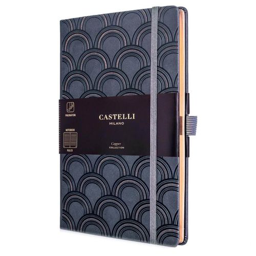 Notebook - Copper and Gold Medium A5, Ruled, Art Deco Copper / QC6NO-492 - Castelli - Modalova