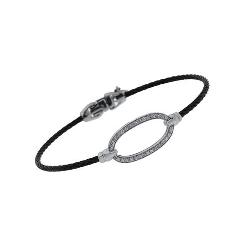 Stainless Steel and 18K White Gold, Diamond Cable Bracelet 04-52-0735-11 - Alor - Modalova