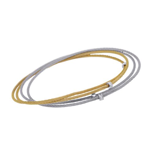 Stainless Steel and 18K White Gold Bangle Bracelet 04-34-S004-00 - Alor - Modalova