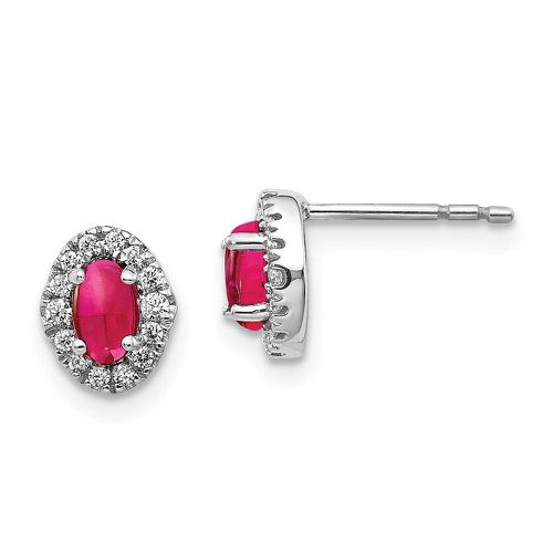 K White Gold Diamond & Cabochon Ruby Earrings - Jewelry - Modalova