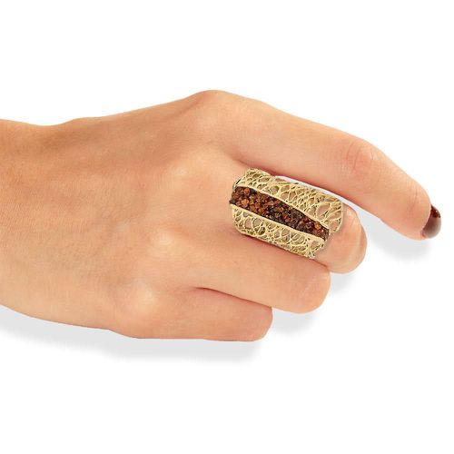 Gold Ring With Brown Crystals - Tina Kotsoni - Modalova