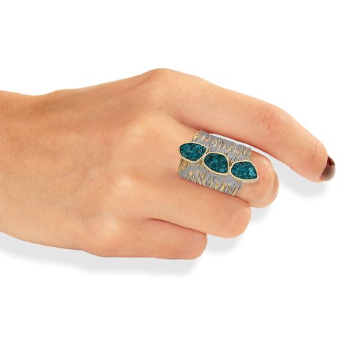 Silver Ring With Turquoise Crystals - Tina Kotsoni - Modalova