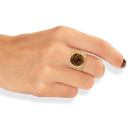 Gold Bronze Ring With Brown Crystals - Tina Kotsoni - Modalova