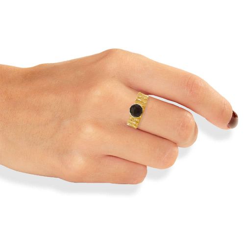 Gold Ring With Black Crystal - Tina Kotsoni - Modalova