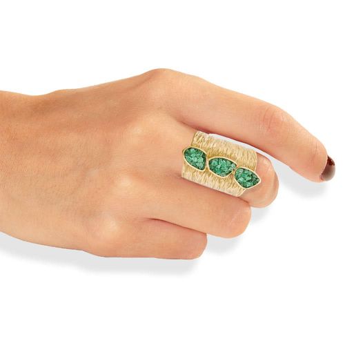 Gold Ring With Aqua Crystals - Tina Kotsoni - Modalova