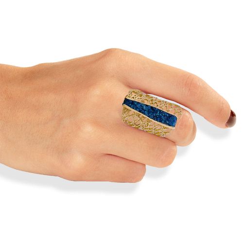 Gold Ring With Light Blue Crystals - Tina Kotsoni - Modalova