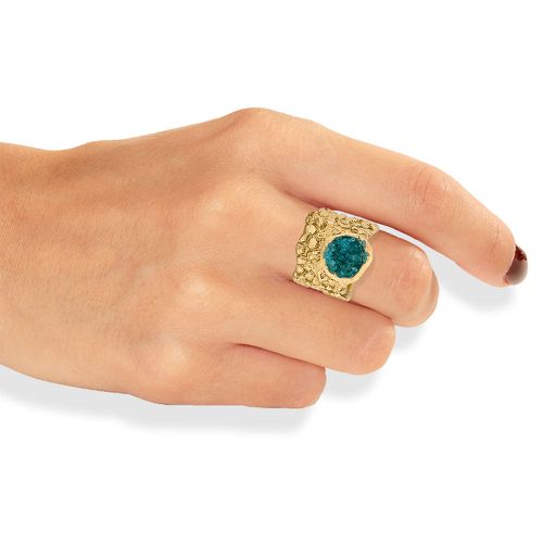 Gold Ring With Turquoise Crystals - Tina Kotsoni - Modalova