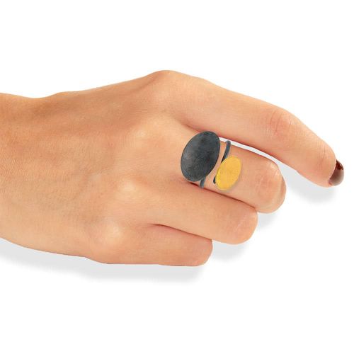 Gold & Black Plated Silver Ring Oval Shapes - Alexandros Rallis - Modalova