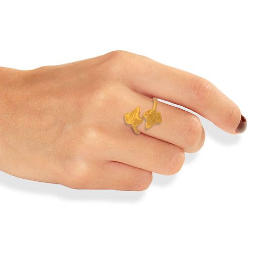 Gold Plated Silver Little Leaves Ring - Thallo - Modalova