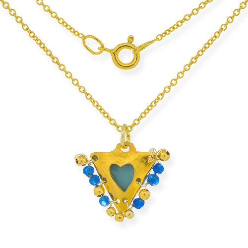 Necklace Lucky Charm With Blue Enamel Heart - Amaya - Modalova