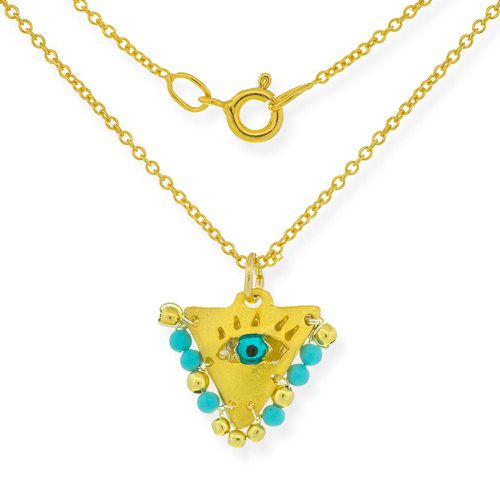 Necklace Lucky Charm Evil Eye With Blue Gems - Amaya - Modalova
