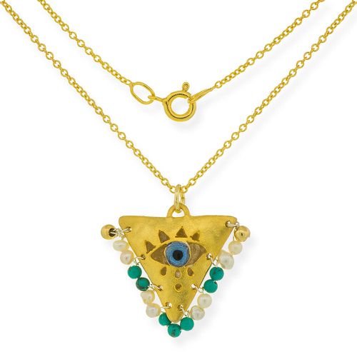 Necklace Evil Eye With Turquoise & Pearls - Amaya - Modalova