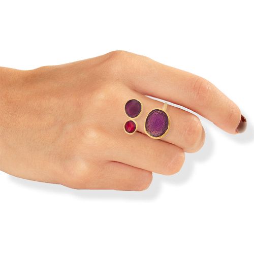 Gold Enamel Ring Purple Burgundy Red - Onirolithi - Modalova