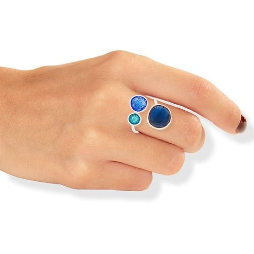 Silver Enamel Ring Blue & Turquoise - Onirolithi - Modalova