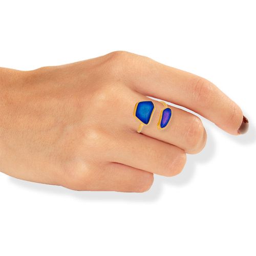 Gold Plated Enamel Ring Purple Blue - Onirolithi - Modalova