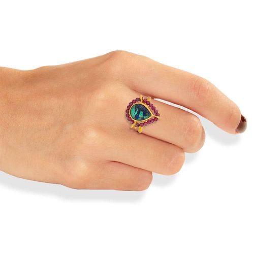 Ring With Azurmalachite & Rhodolites - Tonia Makri - Modalova