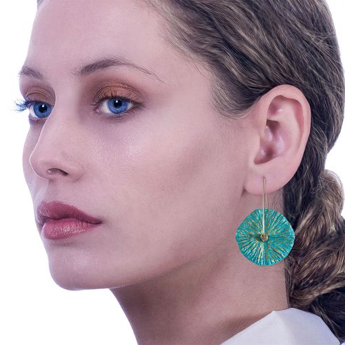 Flower Earrings Made From Papier-Mâché Turquoise I Anthos - No Jewelry - Modalova