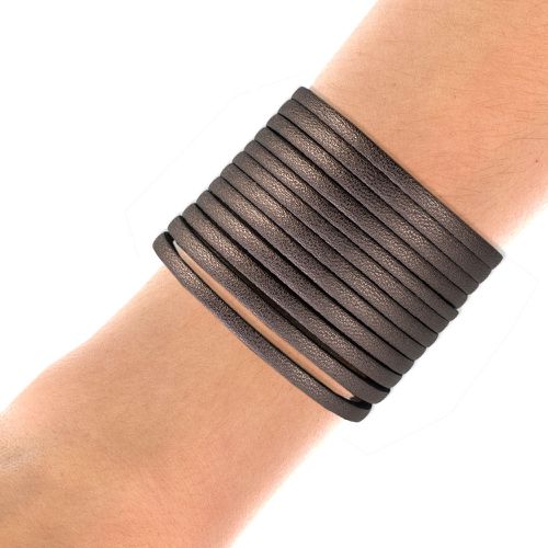 Pm - Handmade Leather Bracelet Bronze Fringes - Marina Panayiotoulia - Modalova