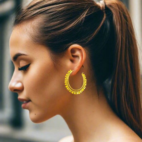 Handmade Gold Plated Silver Hoop Earrings - Dougeni Mini - Modalova