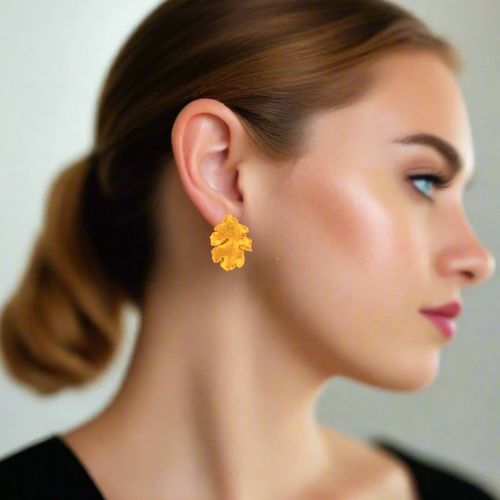 Gold Plated Silver Stud Earrings Leaves - Thallo - Modalova