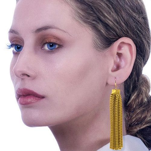 Satin Earrings Essilp Gold - Alexandra Tsoukala - Modalova