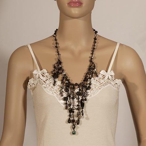 Handmade Necklace Black Crystals - Anthos Crafts - Modalova