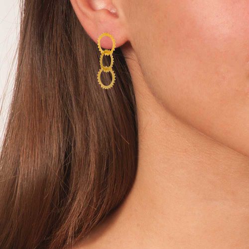 Handmade Gold Plated Drop Earrings 3 RingsI Anthos jewellery - Miliarakis - Modalova