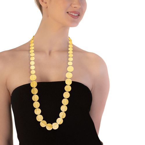 Pm - Handmade Leather Necklace Gold Black Pebbles - Marina Panayiotoulia - Modalova