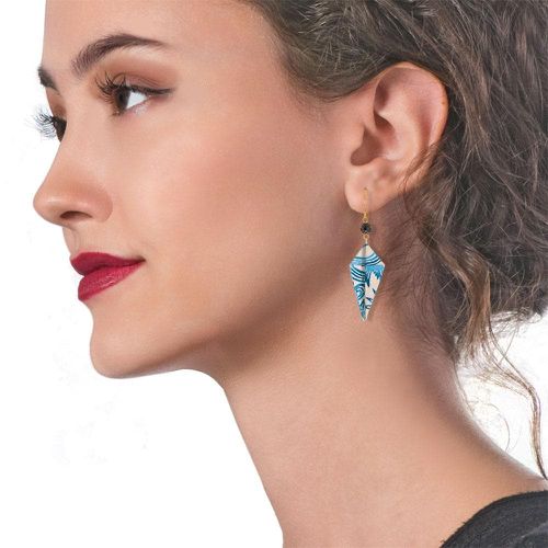 Origami Earrings Sky Blue Diamonds With Gemstones - La Lupa Designs - Modalova
