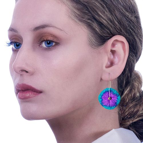 Flower Earrings Made From Papier-Mâché Turquoise Purple I Anthos - No Jewelry - Modalova