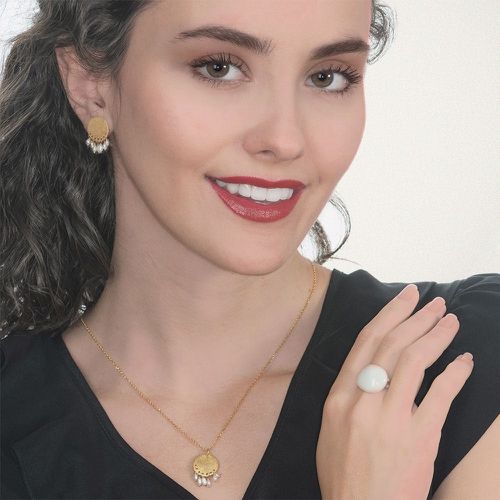 Handmade Gold Plated Silver Chain Necklace With Pearls - Tonia Makri - Modalova