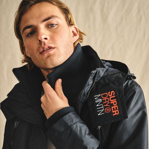 Mens Classic Embroidered Logo Hooded Mountain SD Windbreaker Jacket, Navy Blue, Size: M - Superdry - Modalova