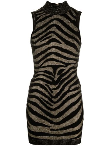 Sleeveless Zebra Print Knit Short Dress - Balmain - Modalova