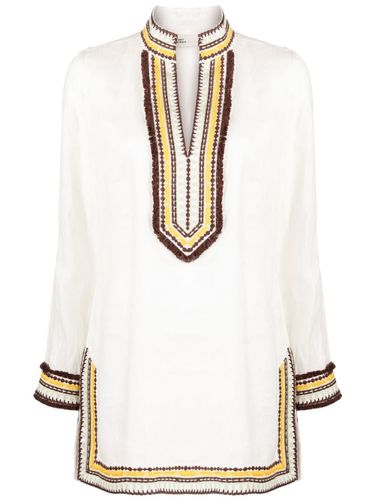Linen Blend Embroidered Tunic - Tory Burch - Modalova