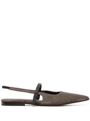 Suede Leather Slingback Ballet Flats - Brunello Cucinelli - Modalova