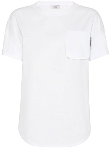 Shiny Tab Cotton T-shirt - Brunello Cucinelli - Modalova