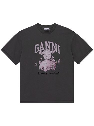 Printed Organic Cotton T-shirt - Ganni - Modalova