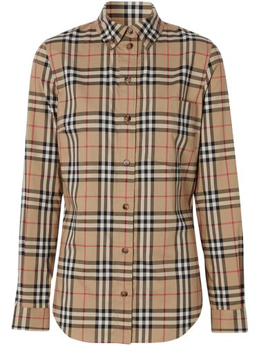 BURBERRY - Check Motif Cotton Shirt - Burberry - Modalova