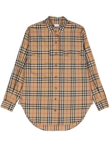 BURBERRY - Check Motif Cotton Shirt - Burberry - Modalova
