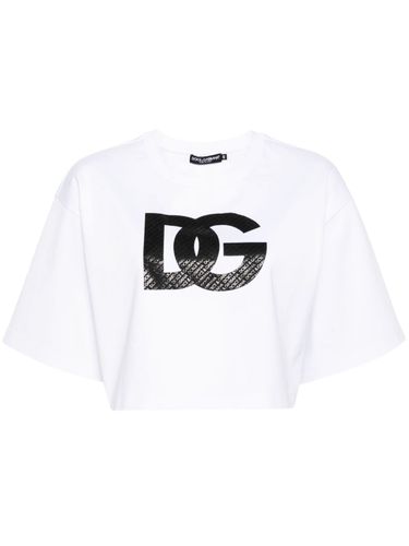 Logo Cotton Cropped T-shirt - Dolce & Gabbana - Modalova