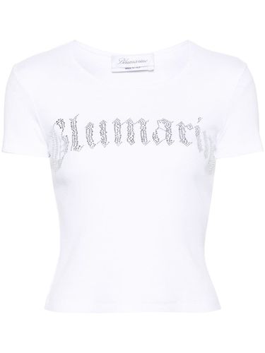 Logo Ribbed Cotton Cropped T-shirt - Blumarine - Modalova