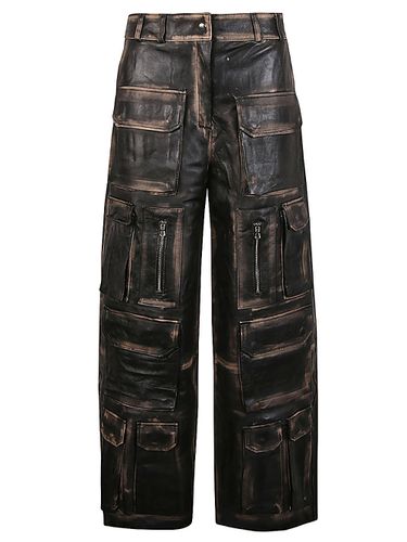 Leather Cargo Trousers - Fermas.club - Modalova