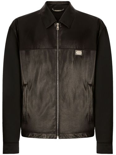 Leather Zipped Jacket - Dolce & Gabbana - Modalova