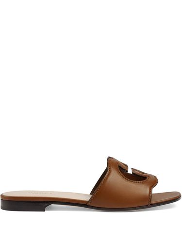 Gg Cut-out Leather Flat Sandals - Gucci - Modalova