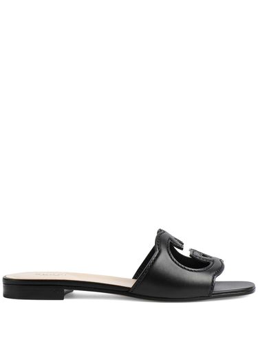 Gg Cut-out Leather Flat Sandals - Gucci - Modalova