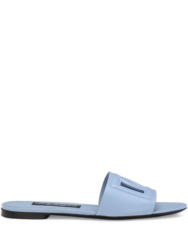 Dg Logo Leather Flat Sandals - Dolce & Gabbana - Modalova