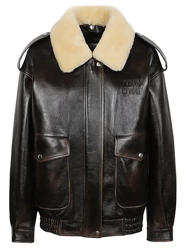 MIU MIU - Leather Blouson Jacket - Miu Miu - Modalova