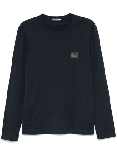 Long Sleeves T-shirt With Dg Logo Plaque - Dolce & Gabbana - Modalova